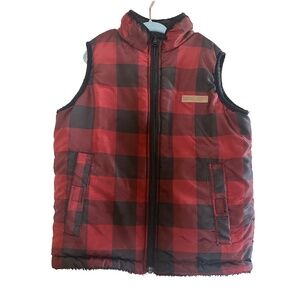 Buffalo Plaid Fleece Puffer Vest Red/Black Youth 5/6 (XS)